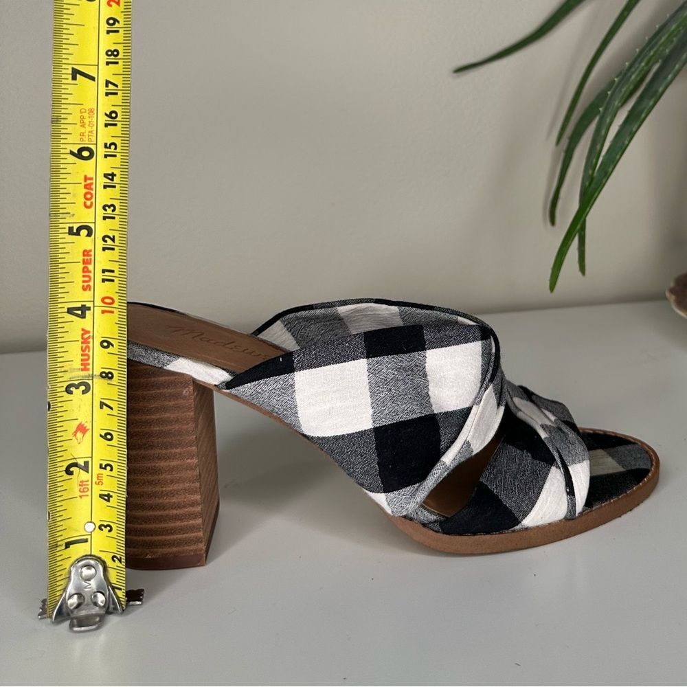 Madewell Alexandria Gingham Block Heel Sandals Twist Strap Black White Mule 7.5 - Picture 13 of 14